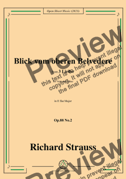 page one of Richard Strauss-Blick vom oberen Belvedere,in E flat Major