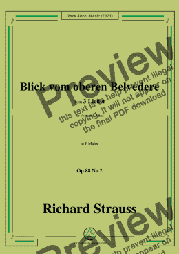 page one of Richard Strauss-Blick vom oberen Belvedere,in F Major