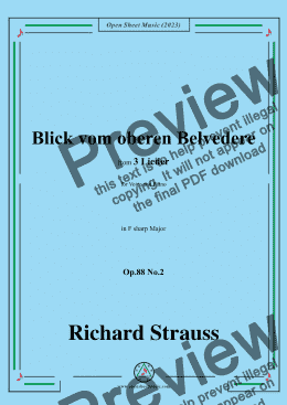 page one of Richard Strauss-Blick vom oberen Belvedere,in F sharp Major