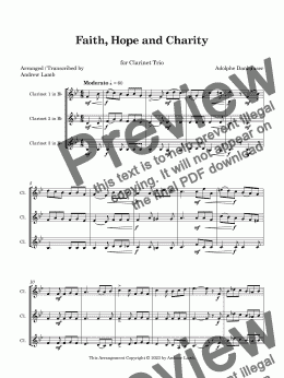 page one of Faith, Hope and Charity (for Clarinet Trio)