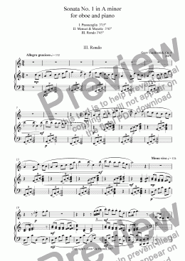 page one of Sonata No. 1 in A minor for oboe and piano, Op. 4 - III. Rondo