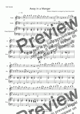 page one of Away in a Manger for Flute and Violin Duet