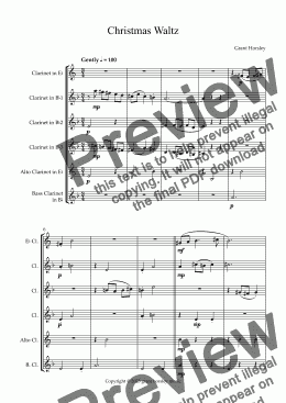 page one of "Christmas Waltz" Original for Clarinet Choir. Early Intermediate