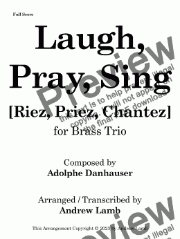 page one of Laugh, Pray, Sing (for Brass Trio)