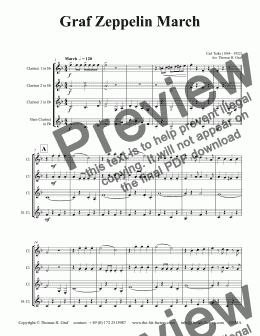 page one of Graf Zeppelin Marsch - The Conqueror - Clarinet Quartet - Eb