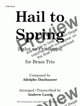 page one of Hail to Spring [Salut au Printemps] (for Trumpet Trio)