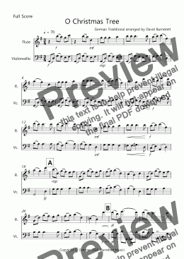 page one of O Christmas Tree for Flute and Cello Duet