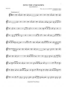 page one of Into The Unknown (from Frozen 2) (Mallet Solo)