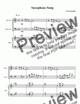 page one of Saxophone Song by Petra Penttilä