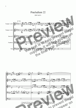 page one of Prelude & Fugue 22 (brass quintet)