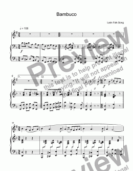 page one of Bambuco - Latin folk song for trumpet Bb & piano