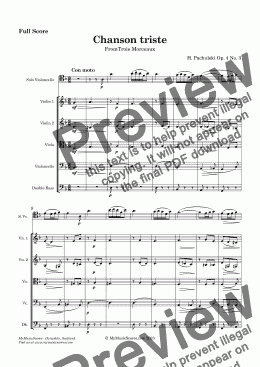 page one of Pachulski Chanson triste Op. 4 No. 3 for Cello and String Orchestra