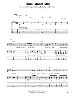 page one of Time Stand Still (Guitar Tab (Single Guitar))