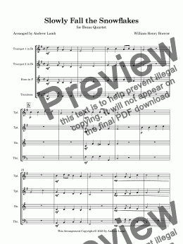 page one of Slowly Fall the Snowflakes (for Brass Quartet)