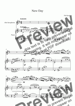 page one of New Day - Alto Sax and Piano