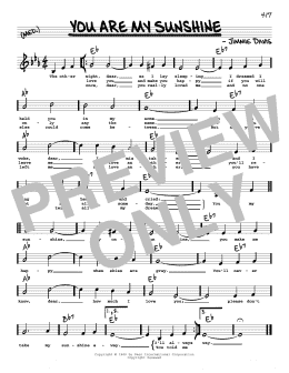 You Are My Sunshine sheet music (real book - melody and chords