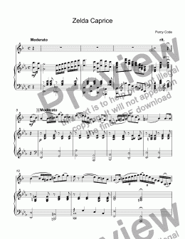 page one of Code,  Percy - Zelda (Caprice) - for trumpet Bb & piano