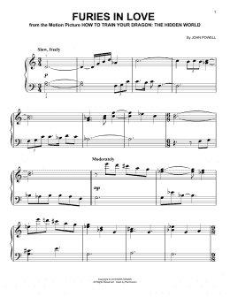 page one of Furies In Love (from How to Train Your Dragon: The Hidden World) (Easy Piano)