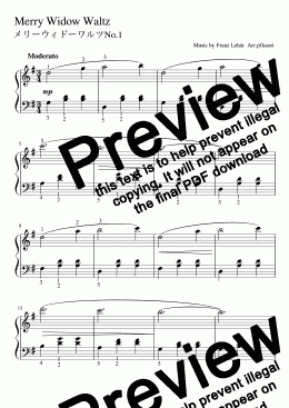 page one of "Merry Widow WaltzNo.1" (Gdur) Piano solo 