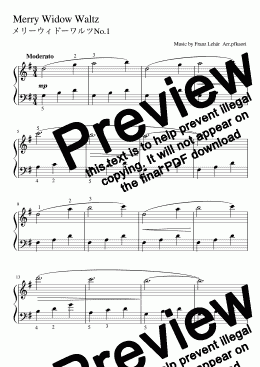 page one of "Merry Widow Waltz No.1" (Gdur) easy piano