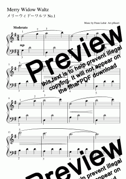 page one of "Merry Widow Waltz No.1" (Cdur) easy piano