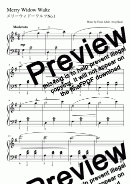 page one of "Merry Widow Waltz No.1" (Gdur) Piano solo 