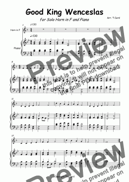 page one of Ding Dong Merrily on High for Horn in F and Piano