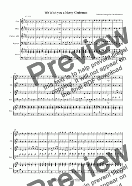 page one of We Wish you a Merry Christmas for Wind Quartet