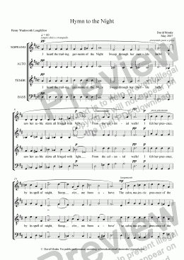 page one of Hymn to the Night    SATB (Revised)