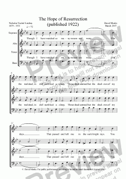 page one of The Hope of Resurrection -  SATB