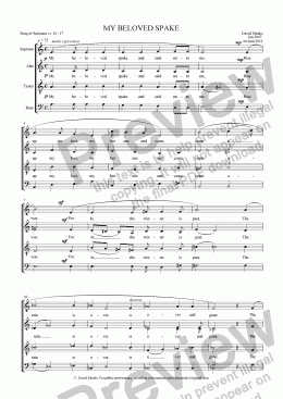 page one of My Beloved Spake SATB Anthem