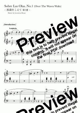 page one of "Over the waves" (Cdur) full ver. pianosolo