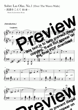 page one of "Over the waves" (Gdur) full ver. piano solo