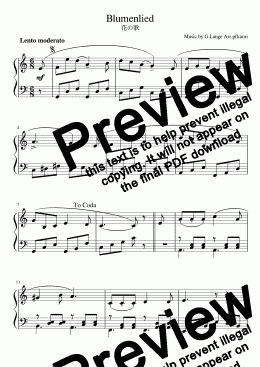 page one of "Blumenlied" (Cdur) piano solo  beginner