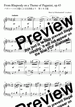 page one of "Variation 18 from Rhapsody on a Theme by Paganini" (D♭) Pianosolo 