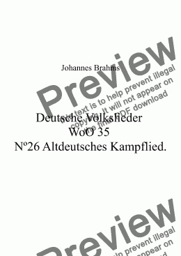 page one of Deutsche Volkslieder  WoO 35 Nº26 Altdeutsches Kampflied. 