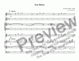 page one of Caccini - Ave Maria - full score for choire, voice, trumpet Bb , organ