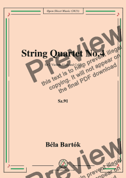 page one of Bartók-String Quartet No.4,Sz.91