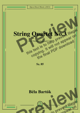 page one of Bartók-String Quartet No.3,Sz. 85