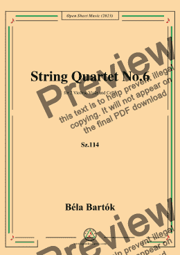 page one of Bartók-String Quartet No.6,Sz.114