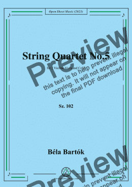 page one of Bartók-String Quartet No.5,Sz. 102