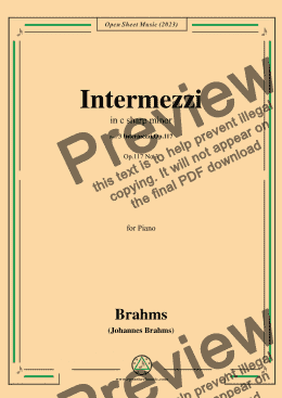 page one of Brahms-Intermezzi,in c sharp minor,Op.117 No.3