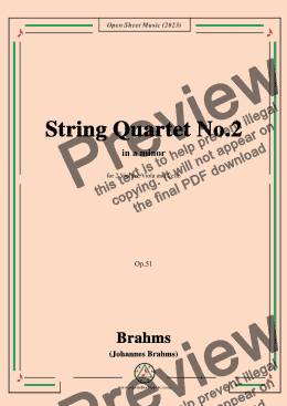 page one of Brahms-String Quartet,Op.51 No.2