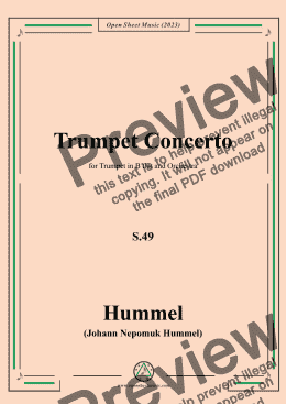 page one of Hummel-Trumpet Concerto,in E Major,S.49