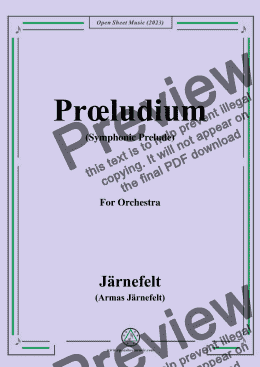 page one of Jarnefelt-Praludium(Symphonic Prelude)