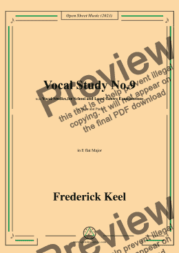 page one of Keel-Vocal Study No.9,in E flat Major