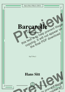 page one of Hans Sitt-Barcarolle,Op.75 No.3