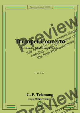 page one of G. P. Telemann-Trumpet Concerto,TWV 51 D7