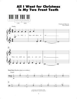 page one of All I Want For Christmas Is My Two Front Teeth (5-Finger Piano)