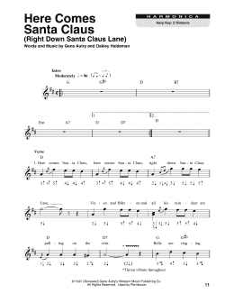 page one of Here Comes Santa Claus (Right Down Santa Claus Lane) (Harmonica)